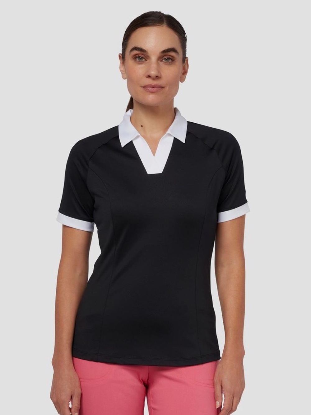 Callaway Black Polo with White Collar & Sleeve Trim